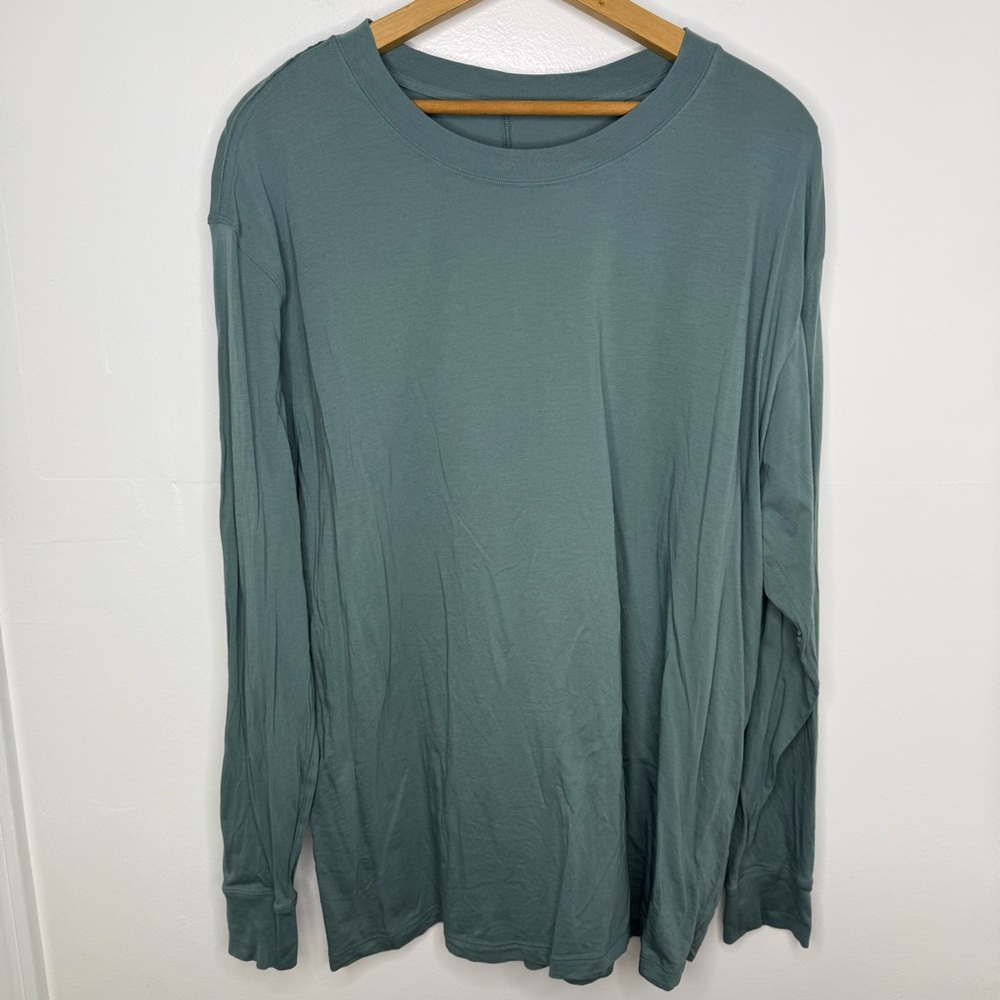 LULULEMON Tidewater Teal All Yours Cotton Long Sleeve Shirt - Picture 2 of 6